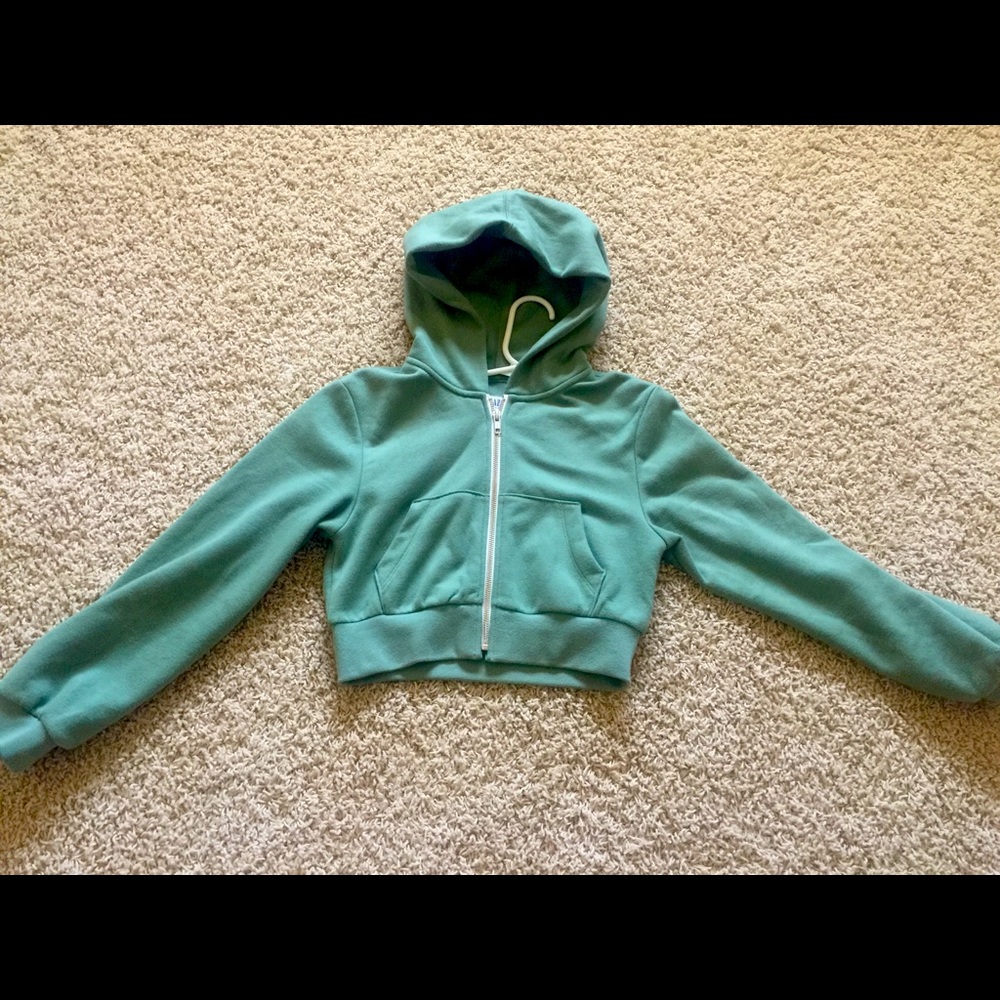 Gap Cropped Hoodie in Sage Green
